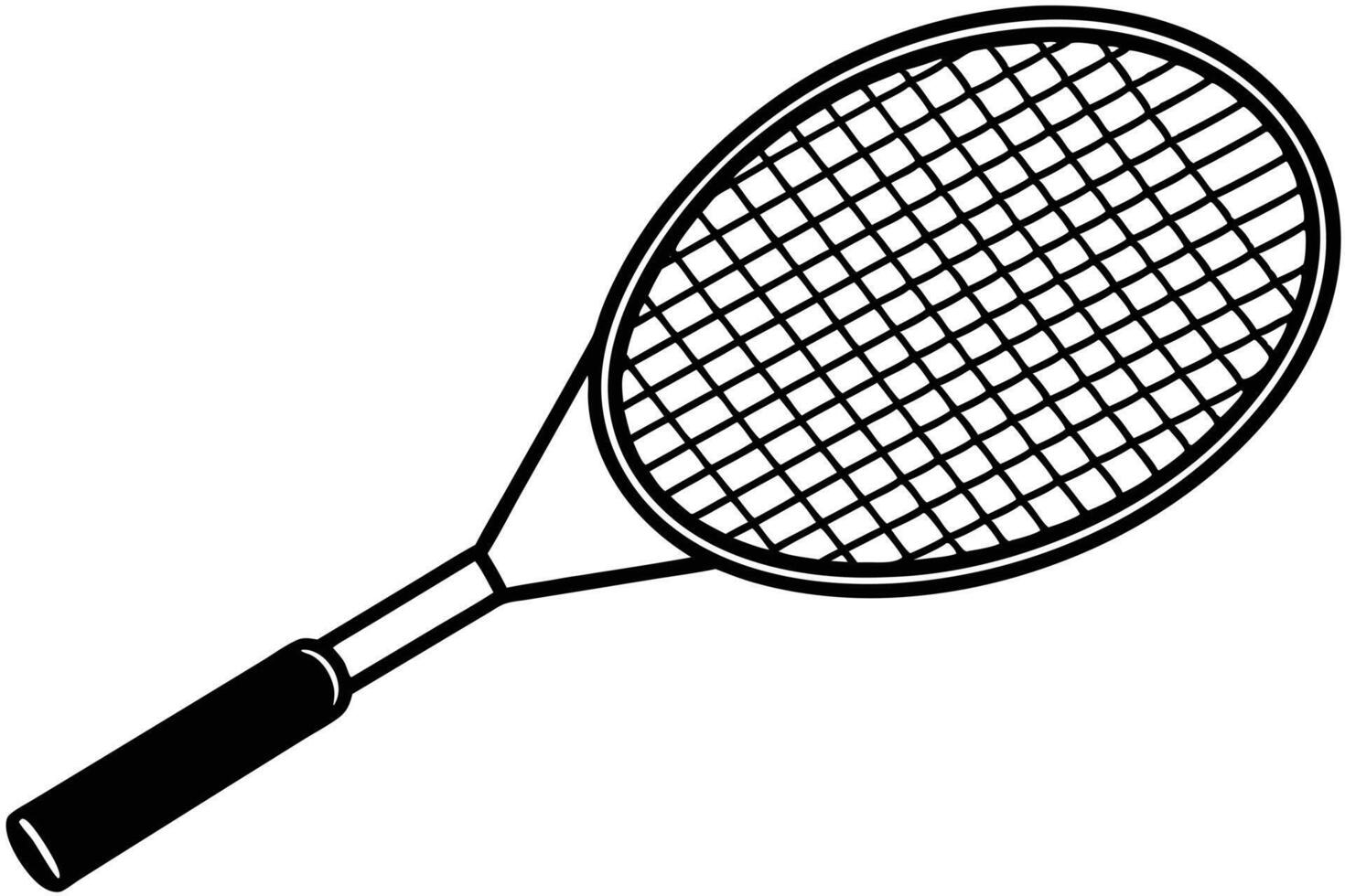Simple Black and White Tennis Racket Illustration vector