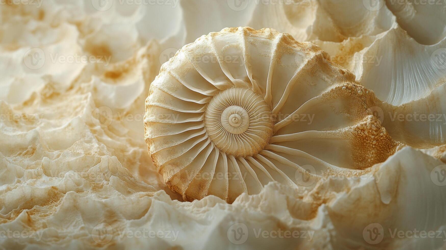 Ammonite marble background showcasing intricate fossil patterns with soft lighting enhancing natural textures and colors photo