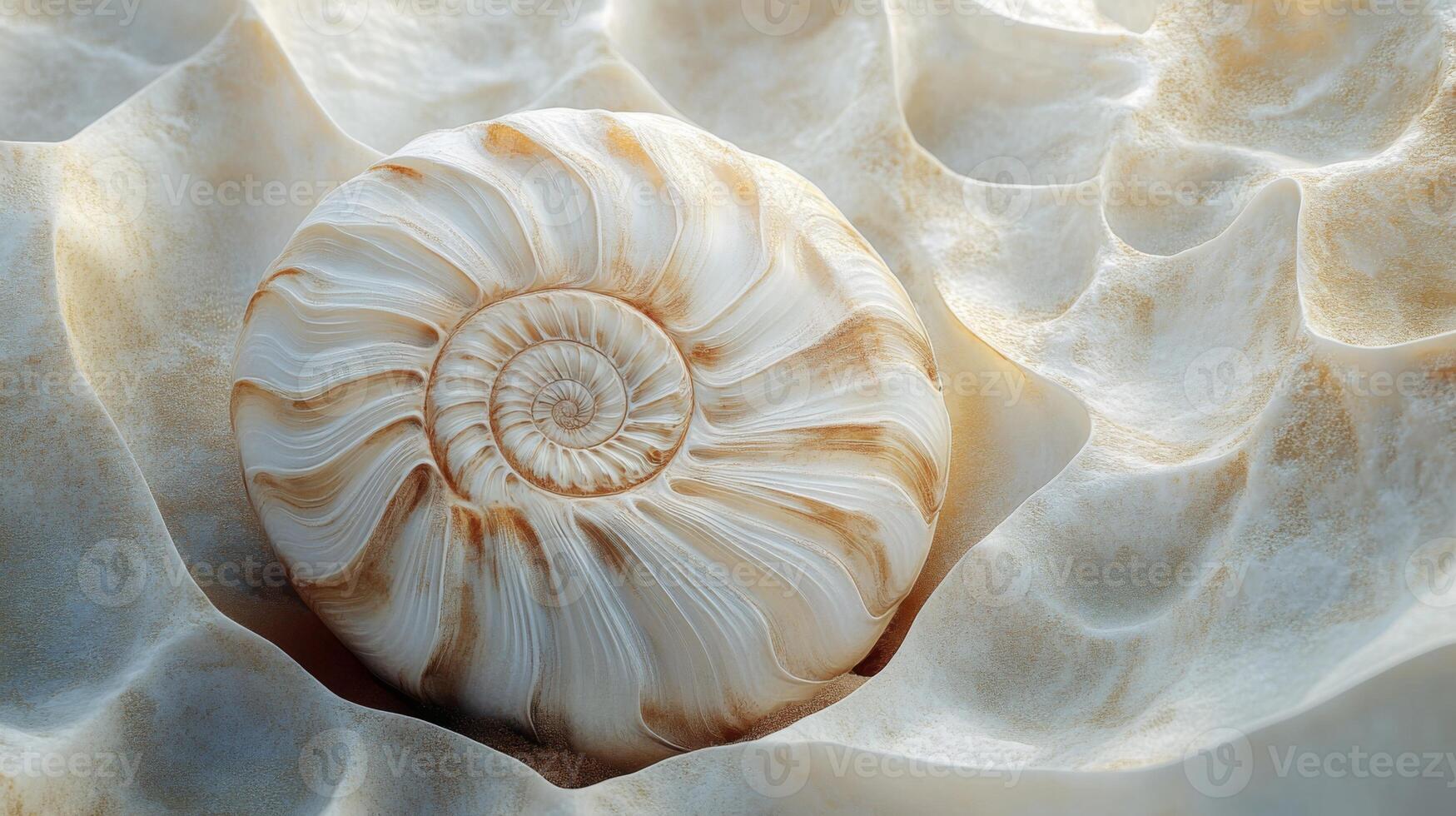Ammonite marble background featuring a beautifully preserved ammonite fossil showcasing intricate spiral patterns and natural textures under soft lighting for stunning visual appeal photo
