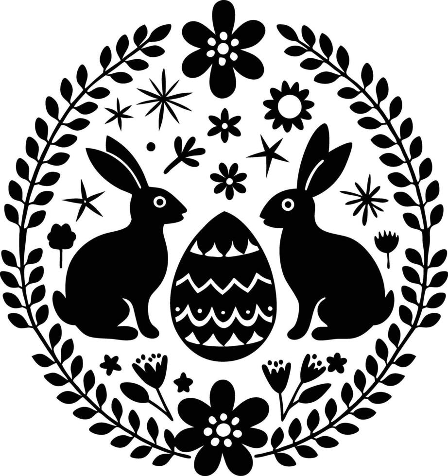 Folk Art Easter Bunnies vector