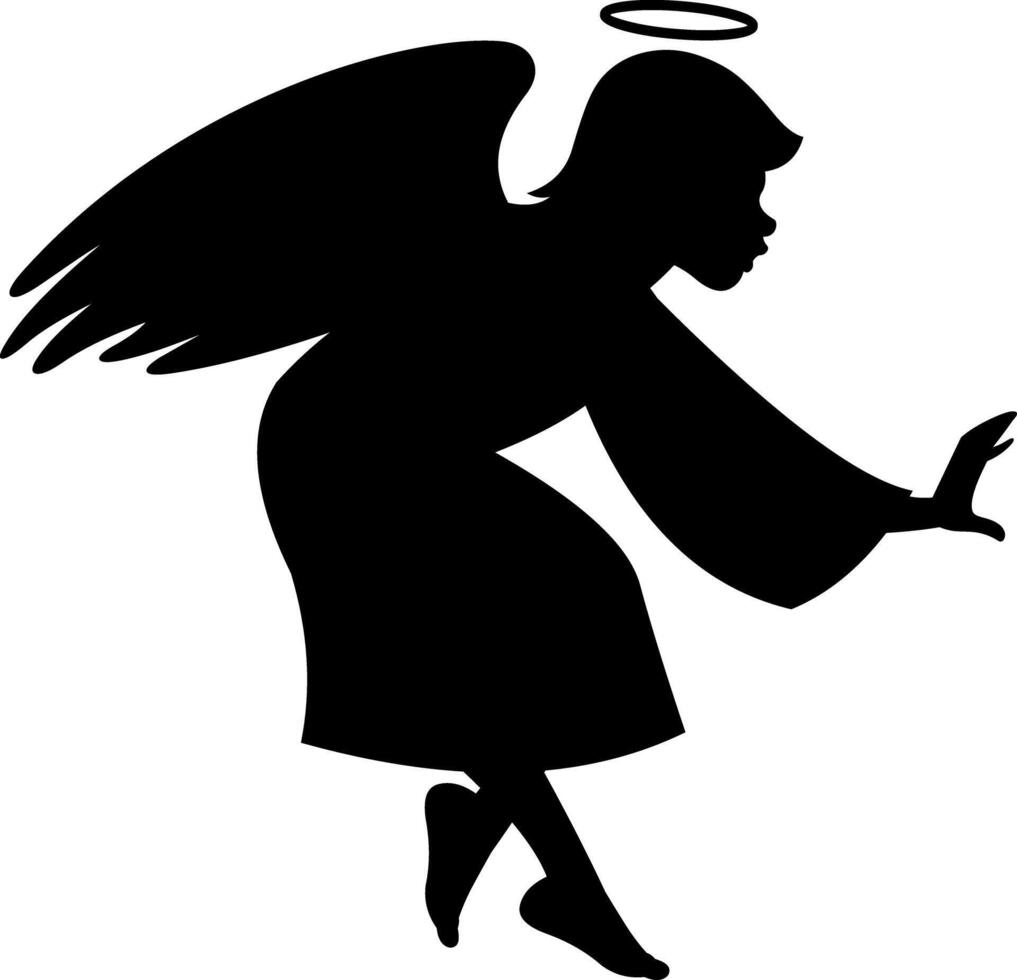 Christmas Angel Black Silhouette vector