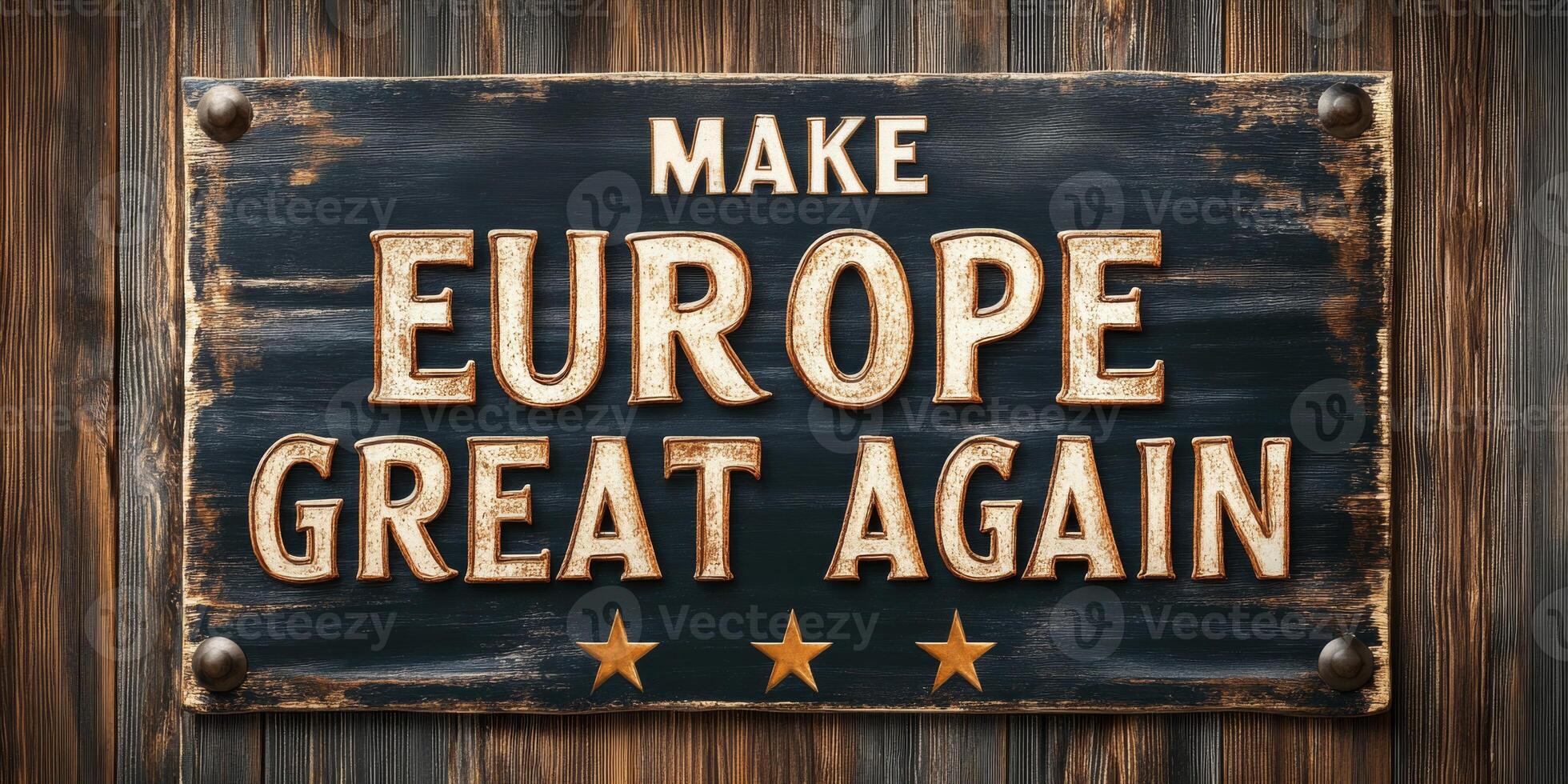 Sign promoting a political message in support of European identity and unity displayed against a wooden background during an outdoor event in autumn photo