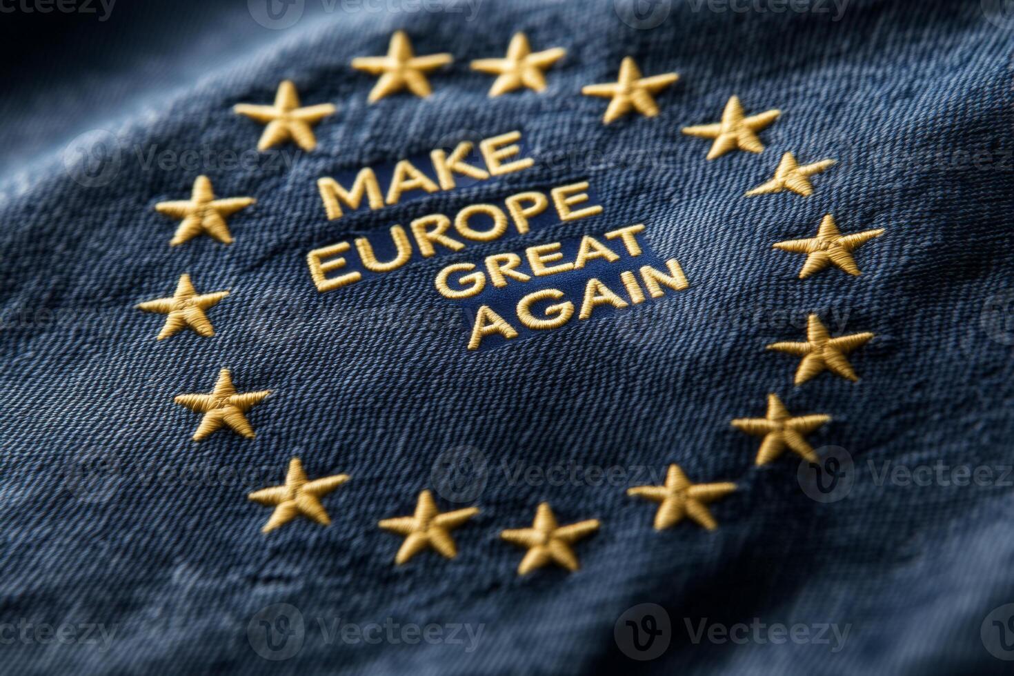 Slogan highlighting the call to make Europe great, featured prominently within a circle of European stars, symbolizing unity and purpose in a contemporary context photo