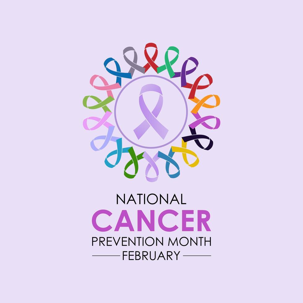 National Cancer Prevention month observed each year during February. vector