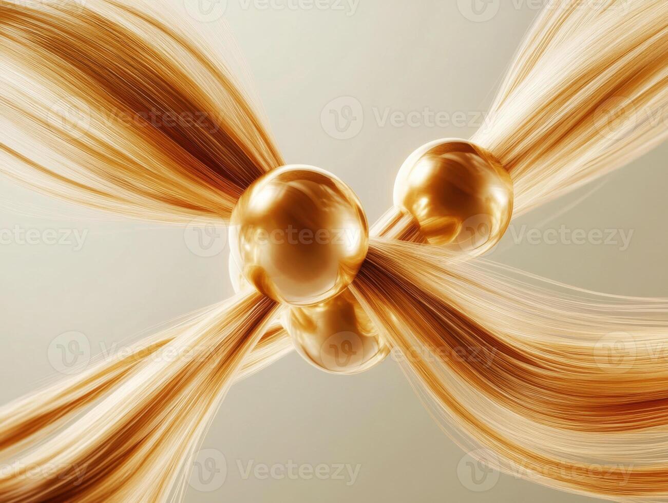 Hair strands connected by shiny spheres showcasing a unique hairstyle concept with glossy texture and smooth finish photo
