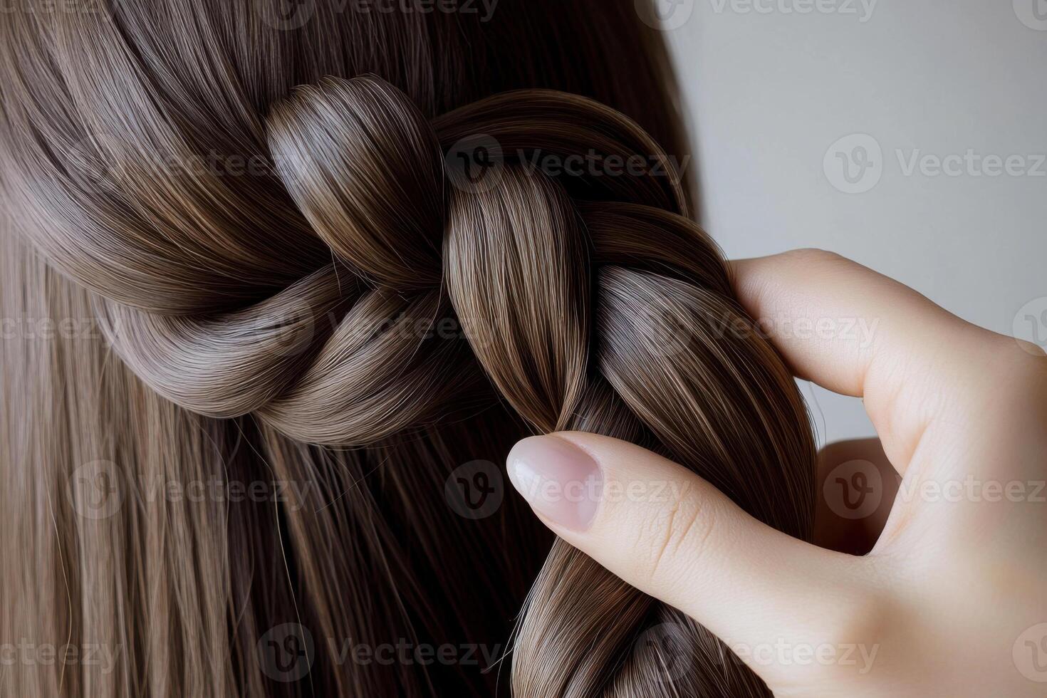 Hair styling with a beautiful braided knot during a relaxed indoor session photo