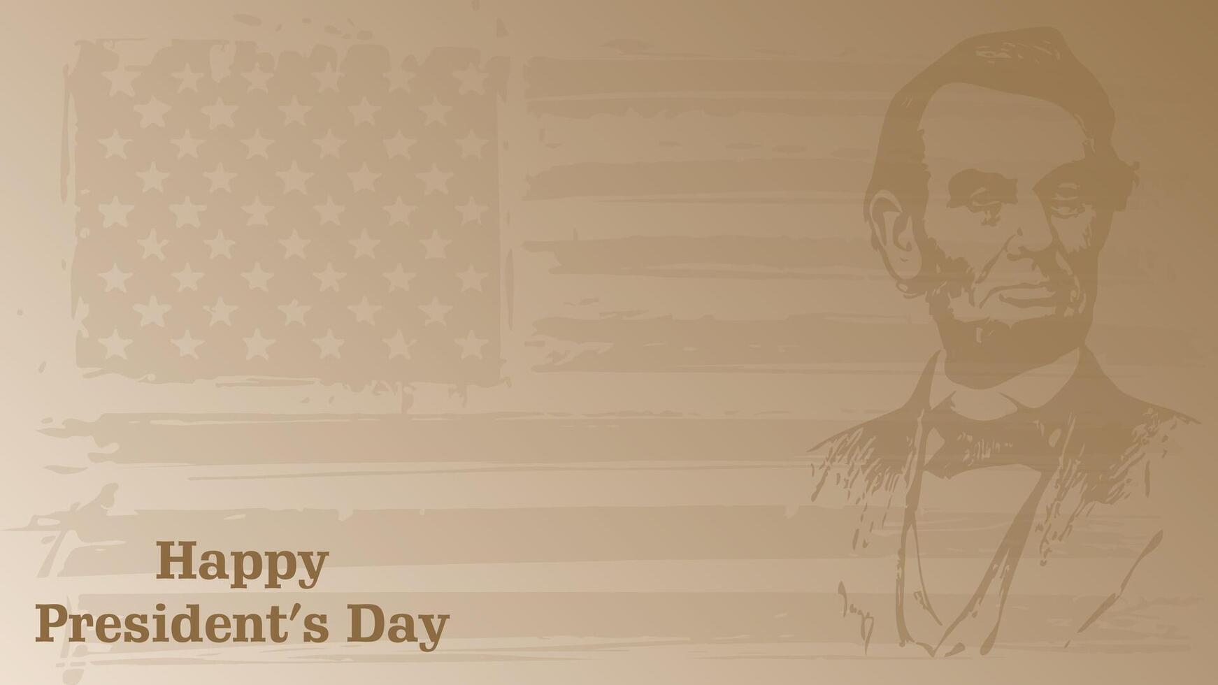 Graphic Illustration Background of President's Day Celebration, with vintage brown theme and president Abraham silhouette, Copy Space Area. Suitable to be placed on content with that theme. vector