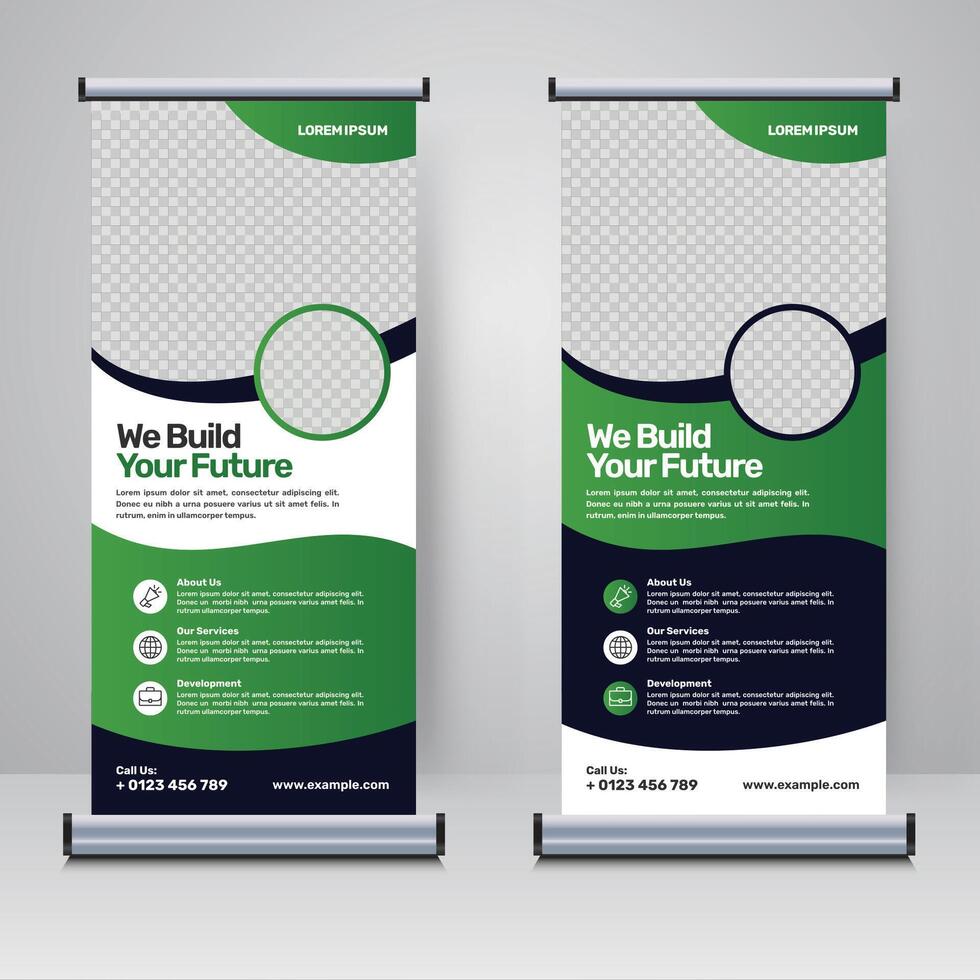 Corporate rollup or X banner, standing banner design template vector