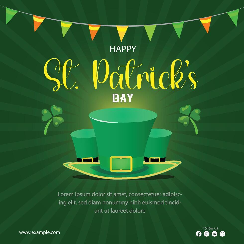 Happy St Patrick's Day Social Media Poster Design vector