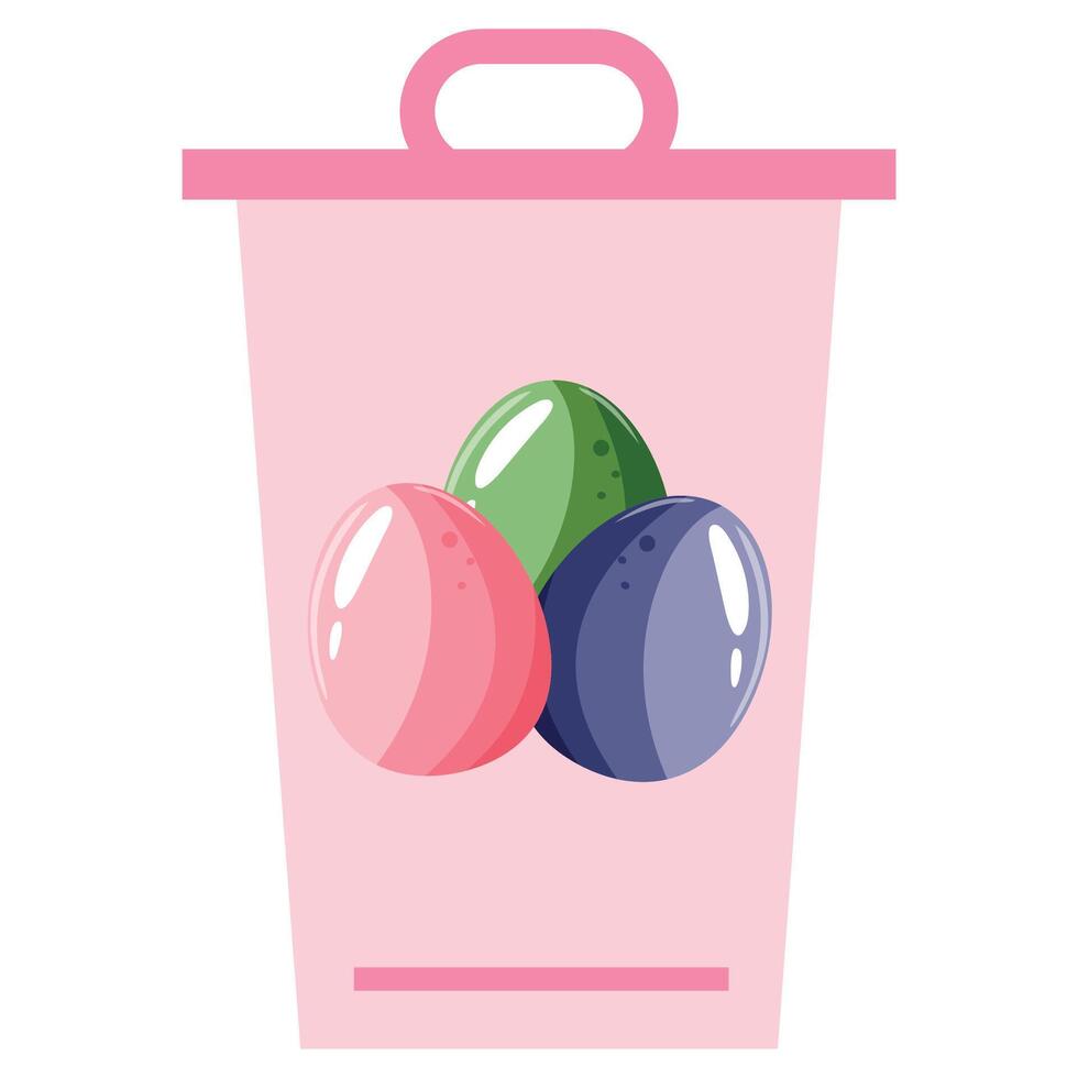 simple trash can icon with an easter design, namely with colorful easter eggs located in the middle of the icon, for various designs, posters or banners vector