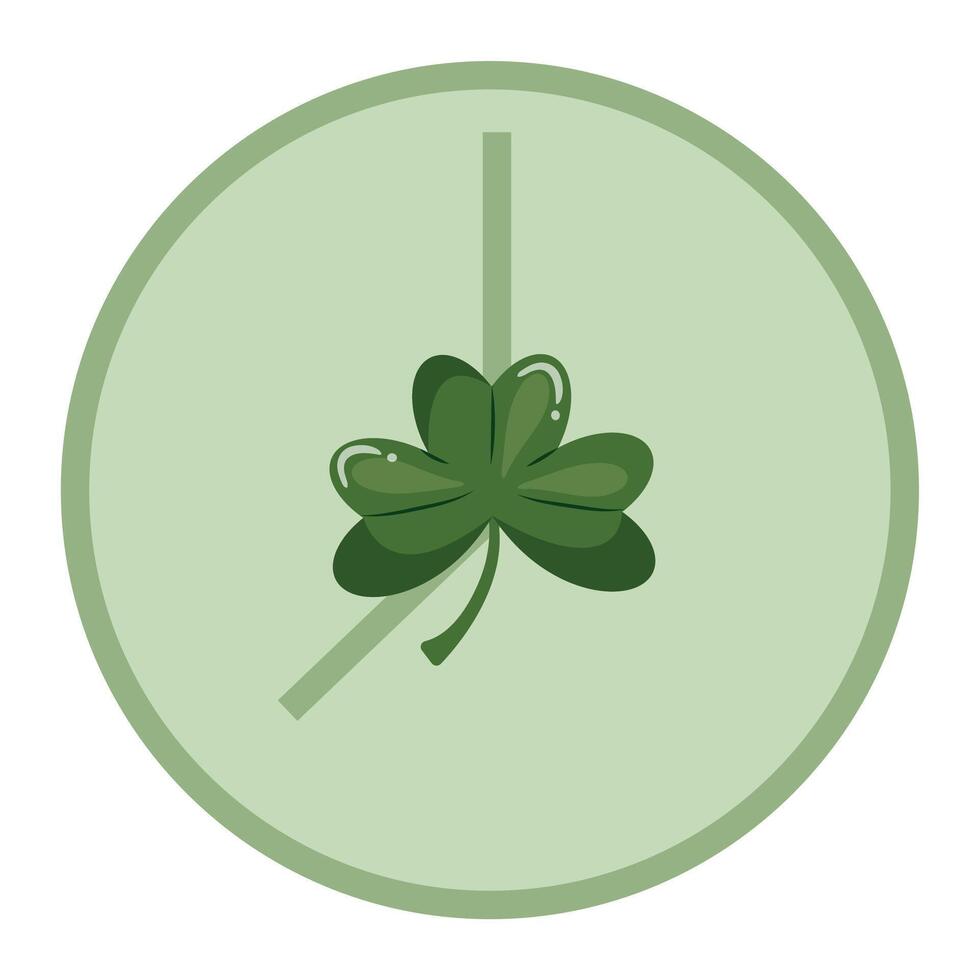 simple st patrick's day clock icon with shamrock in the middle of the icon for various designs, posters or banners vector