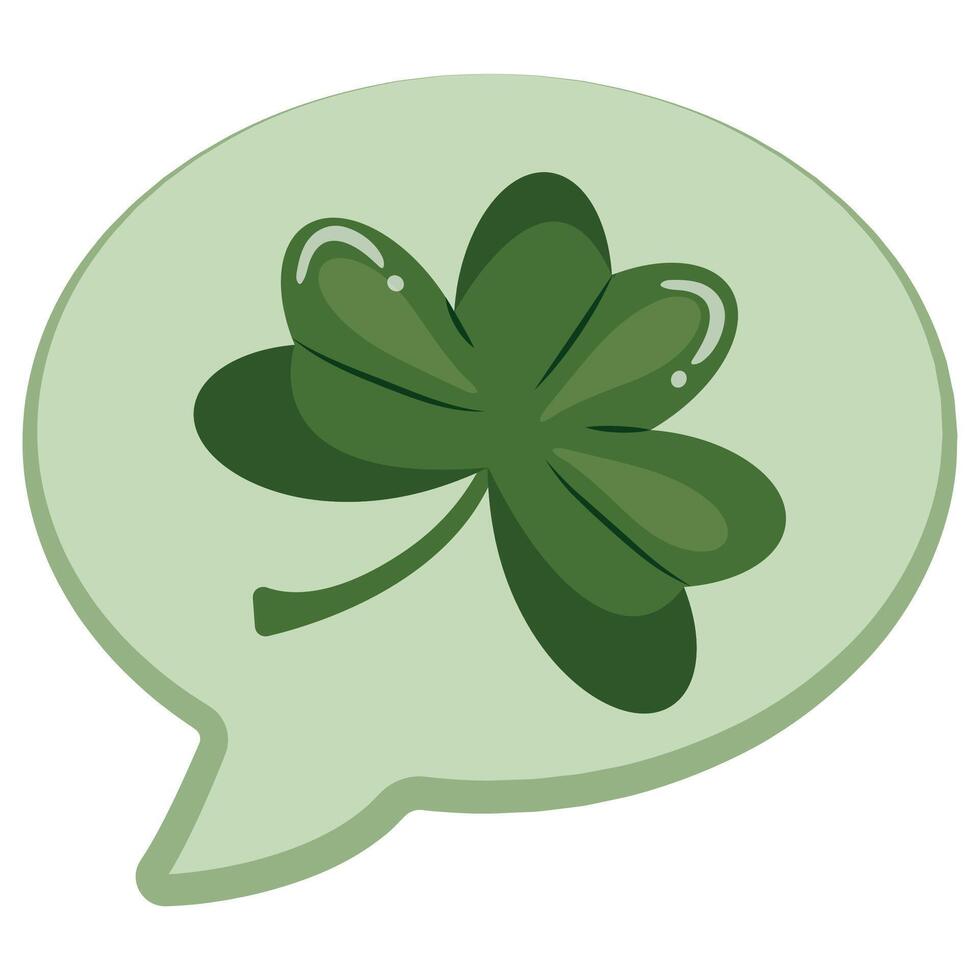 simple st patrick's day thought bubble icon with shamrock in the middle of the badge icon for various designs, posters or banners vector