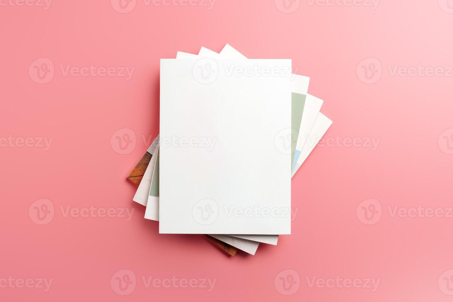A Collection of Blank Papers Stacked on a Pink Surface for Creative Projects photo