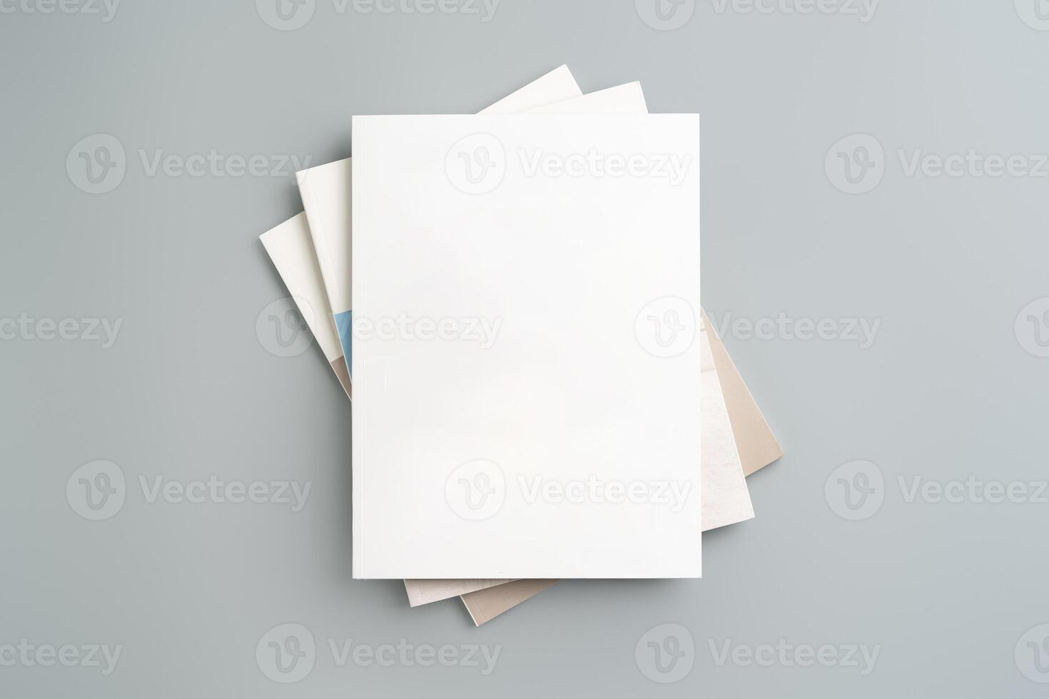 Empty White Sheet of Paper Positioned at an Angle on Light Gray Surface photo