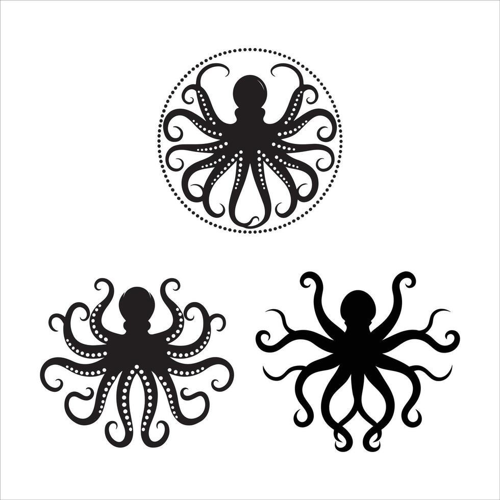 Minimalist Octopus Silhouette Art vector