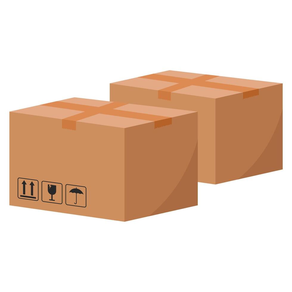 Two Cardboard Boxes Ready for Shipping vector