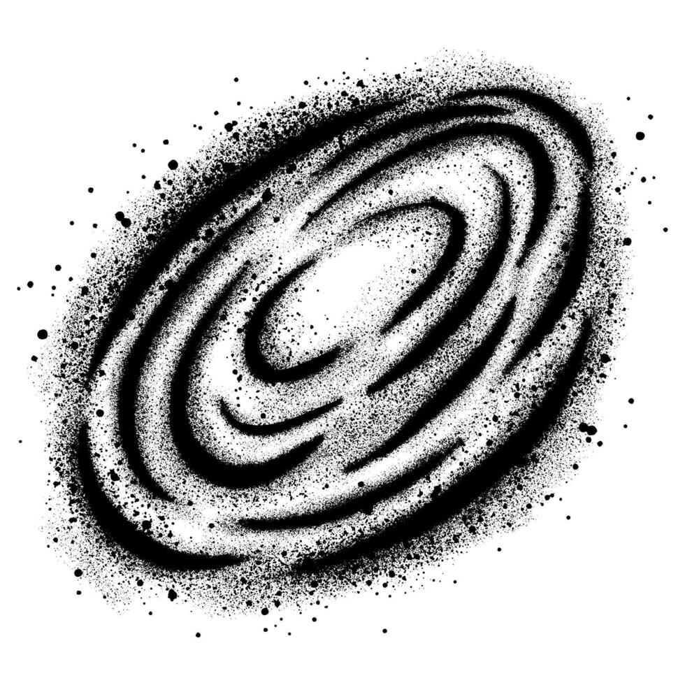 Space landscape background in graffiti style isolated with a white background.Milky Way galaxy. Retro style dot work. Noisy rough shading using dots. vector