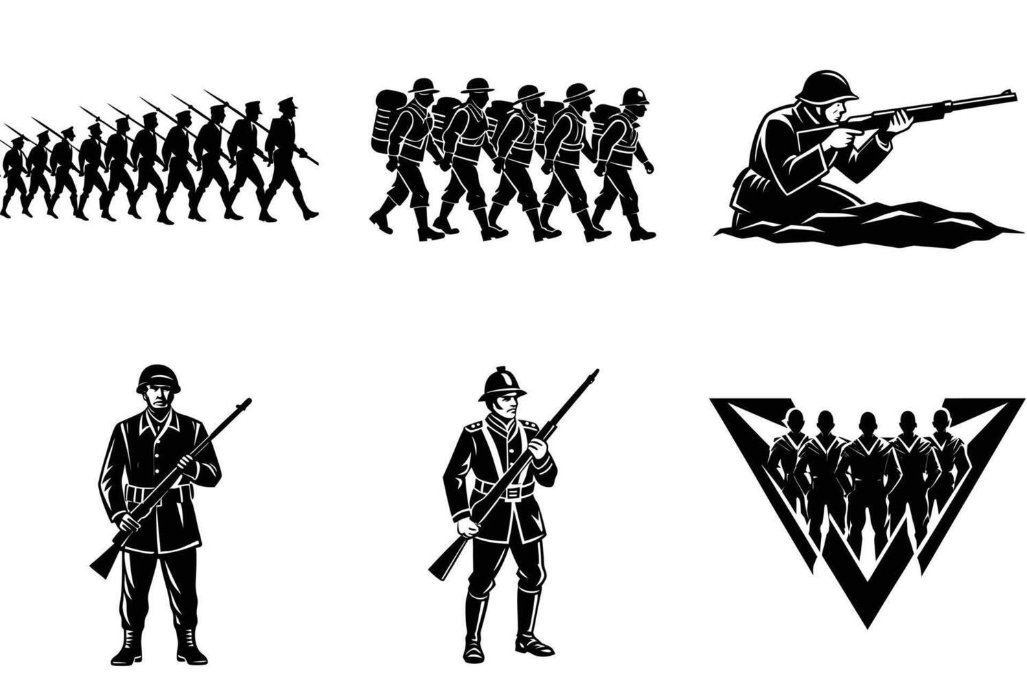 Soldiers positioned strategically in combat stance outdoors vector