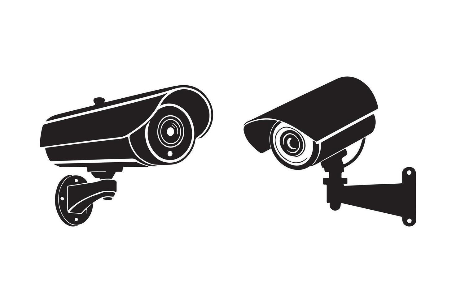 Black Silhouette of Security Cameras for Surveillance Design vector