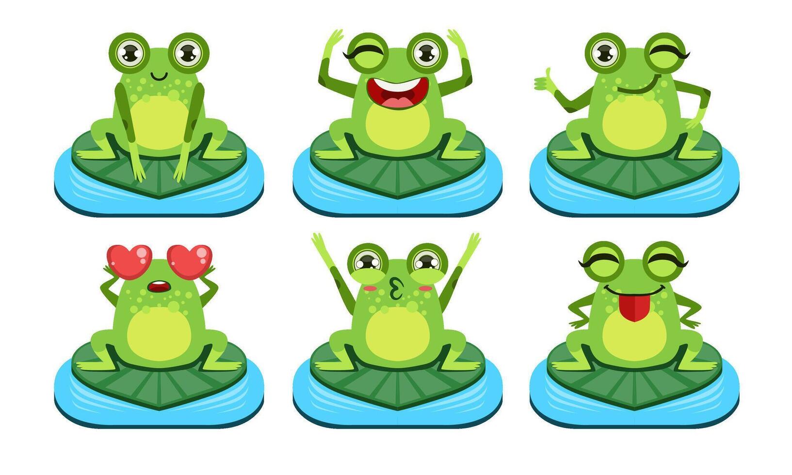 Funny Frog Characters Set, Cute Amphibian in Different Activities Illustration vector