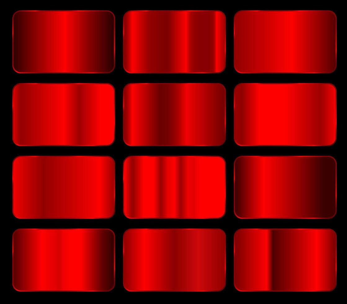 Red metallic gradients of the collection, chrome christmas gradient set. vector