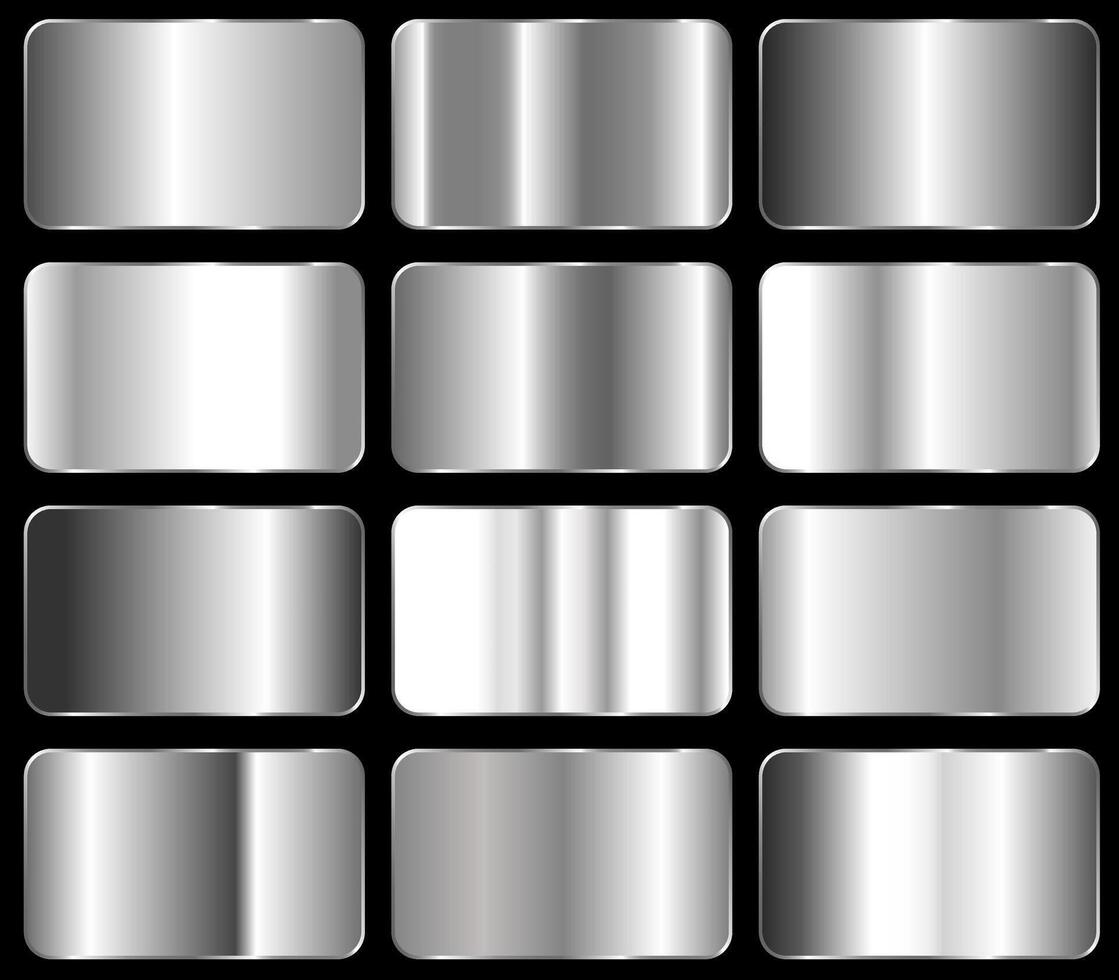 Silver foil texture set. silver gradient. vector