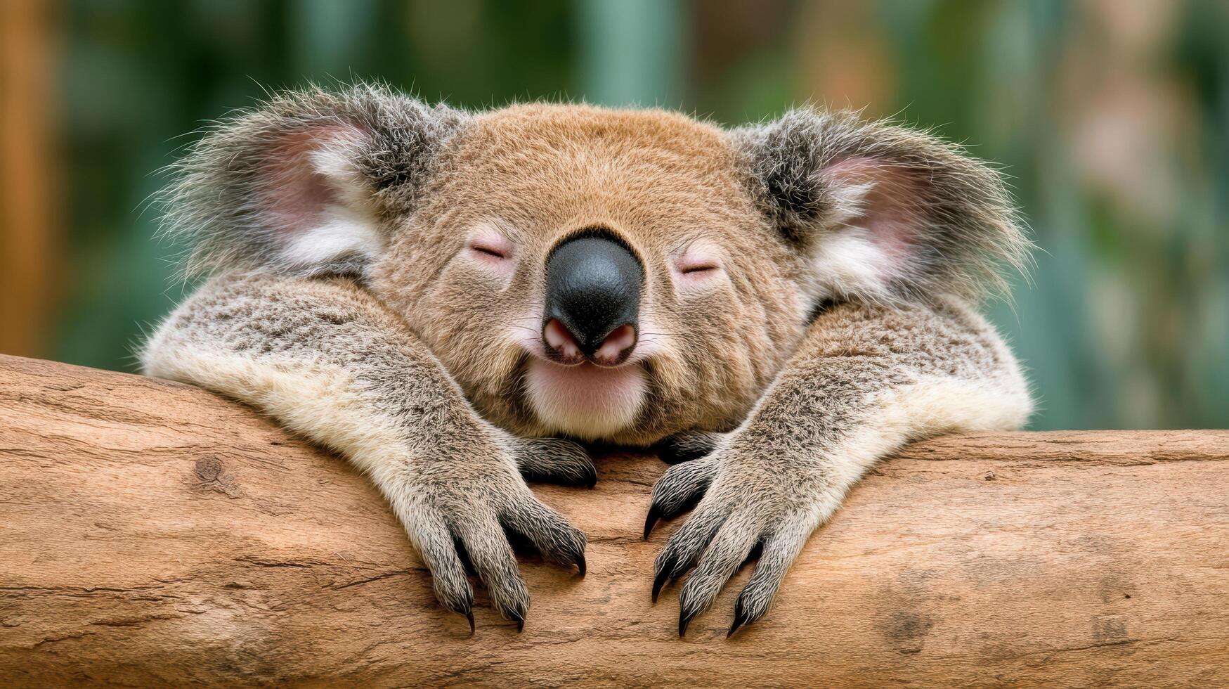 Resting koala peacefully on tree branch, showcasing its adorable features photo