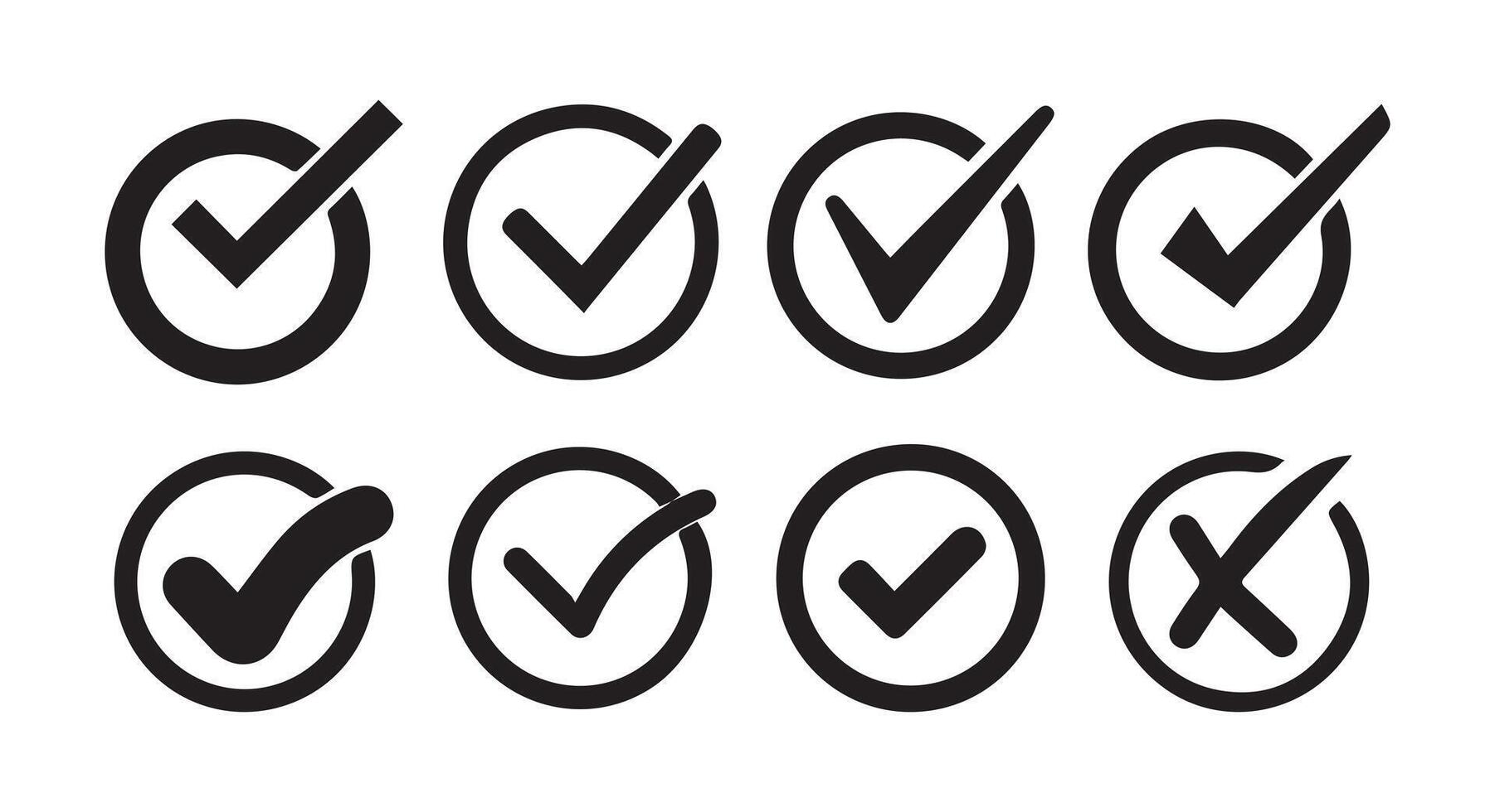 checkmark and X mark icon. check and uncheck icon. validation icon vector