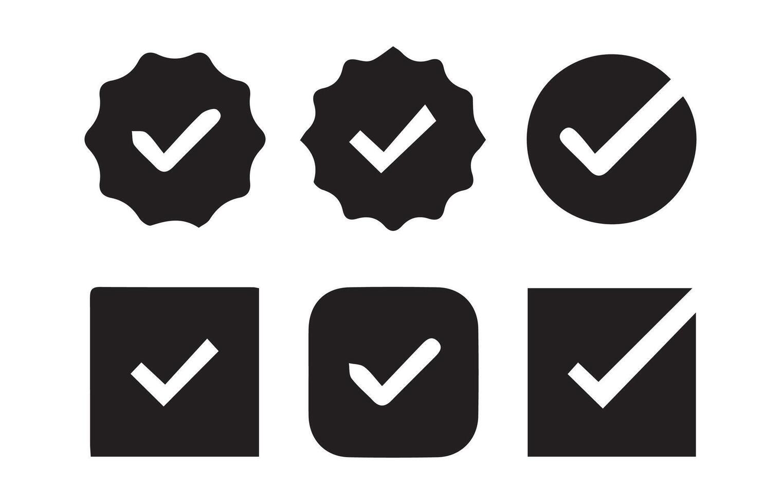 Checkmark in circle icon set. Checkmark tick icon set. vector
