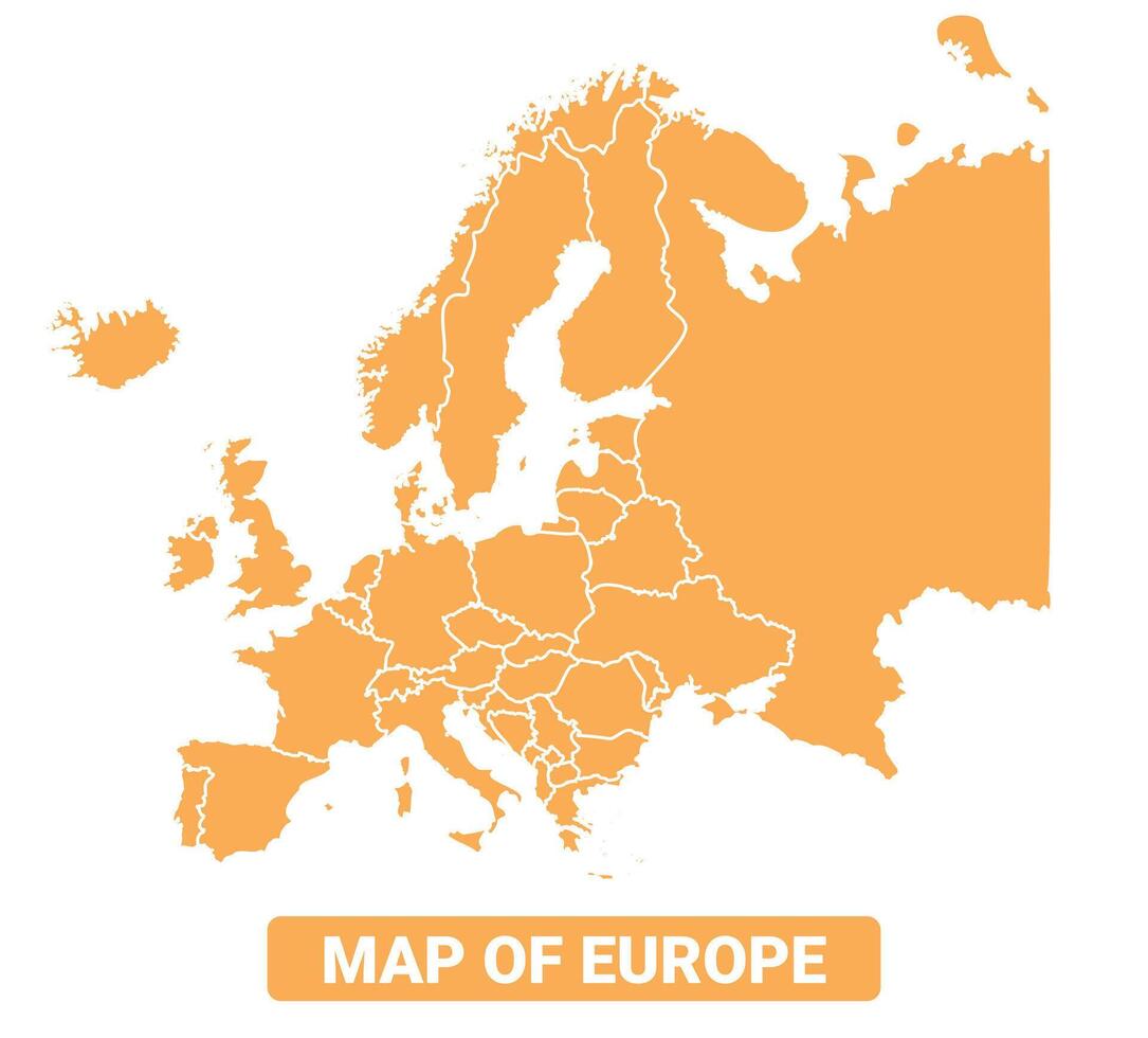 Europe country orange map simple flat border outline illustration vector