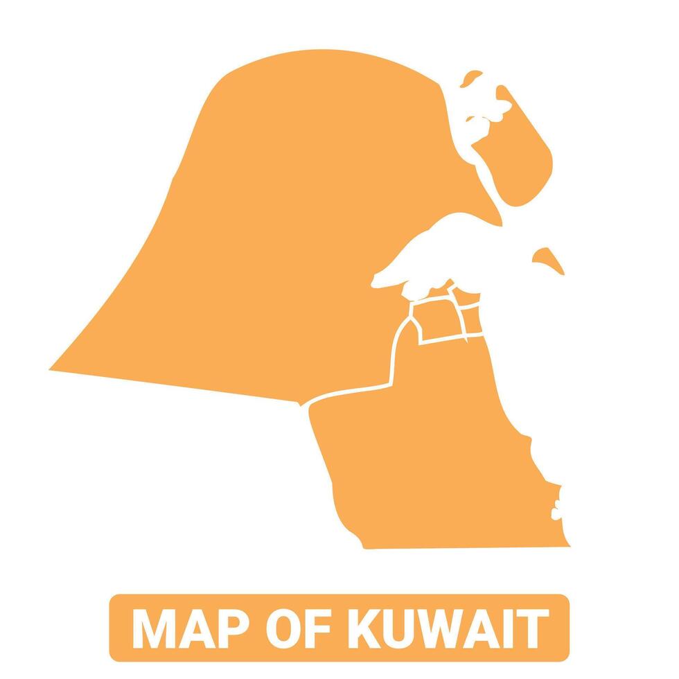 Kuwait country orange map simple flat border outline illustration vector