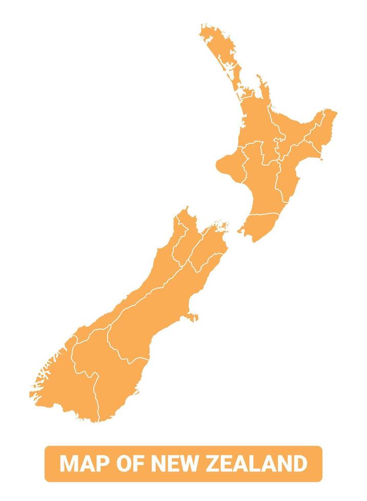 New Zealand country orange map simple flat border outline illustration vector