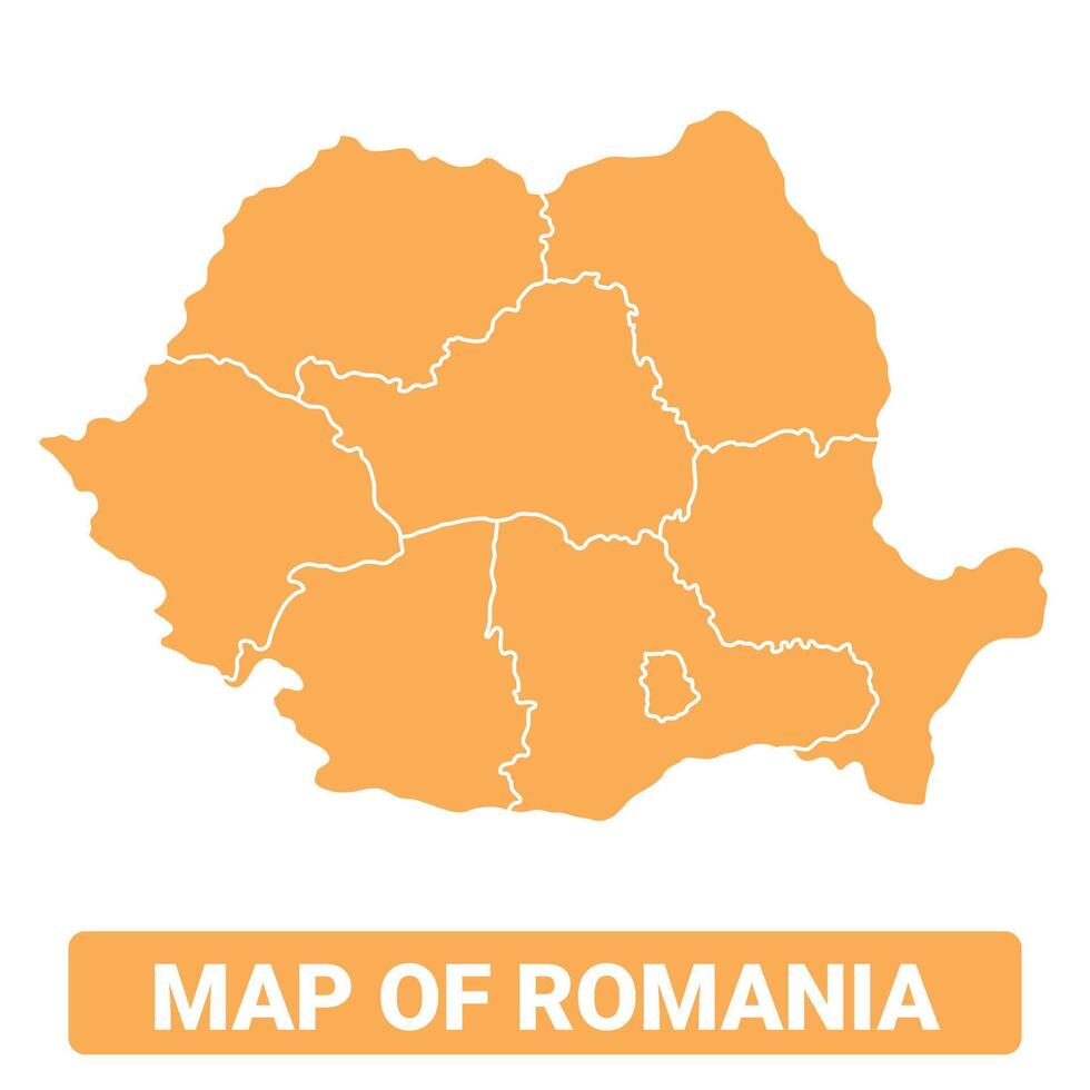 Romania country orange map simple flat border outline illustration vector