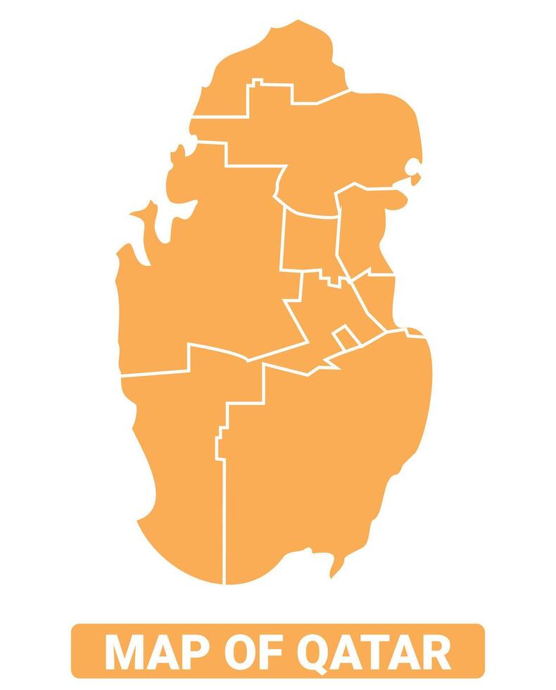 Qatar country orange map simple flat border outline illustration vector