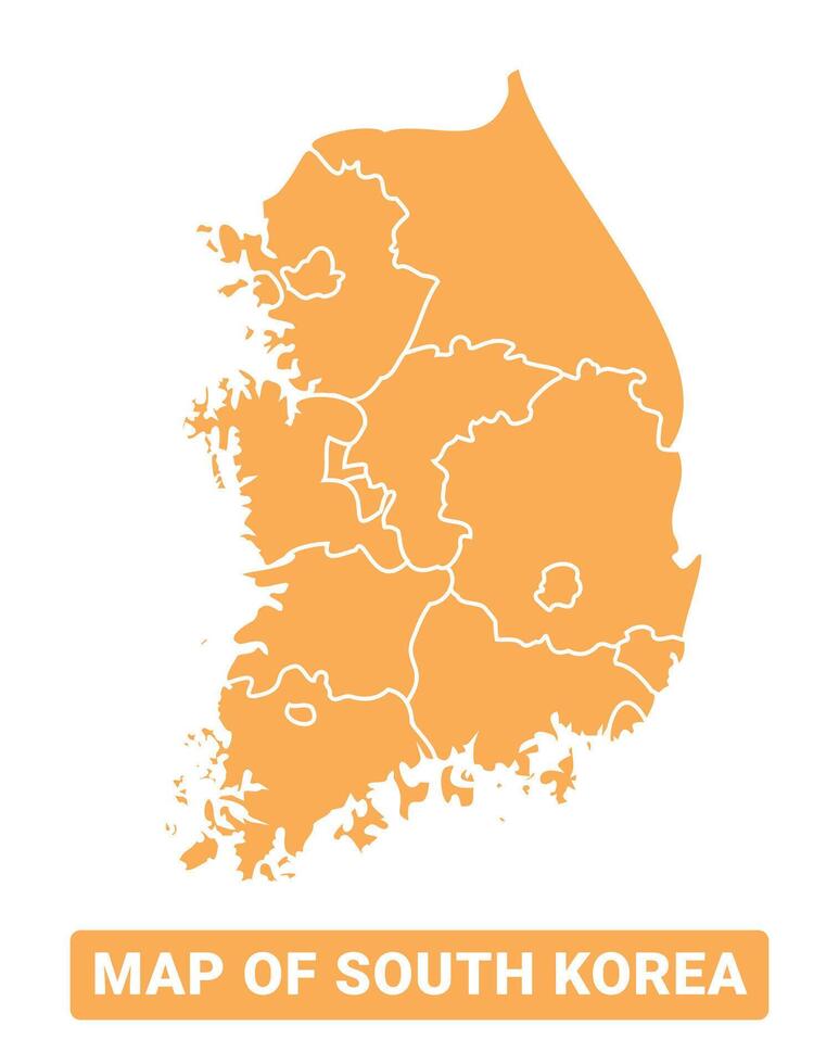 South Korea country orange map simple flat border outline illustration vector