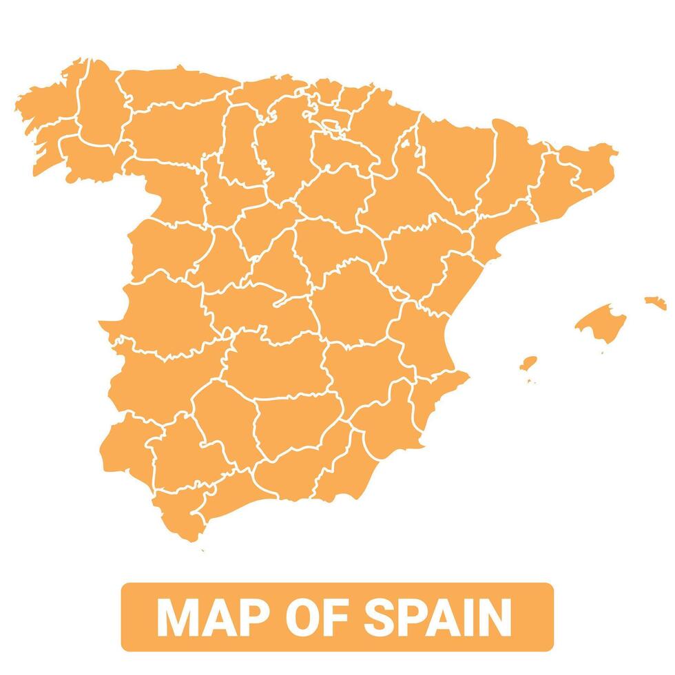Spain country orange map simple flat border outline illustration vector