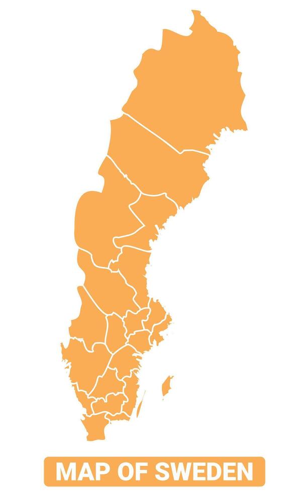 Sweden country orange map simple flat border outline illustration vector