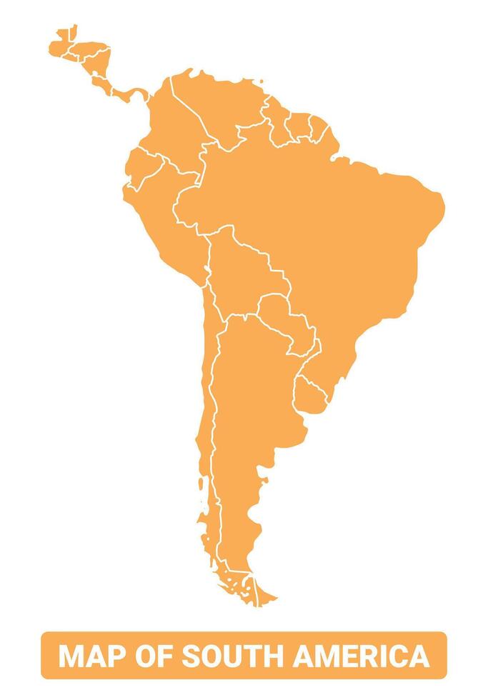 South America country orange map simple flat border outline illustration vector