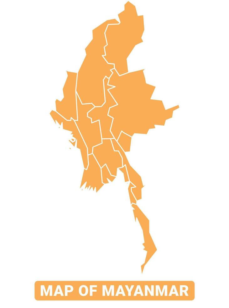 Mayanmar country orange map simple flat border outline illustration vector