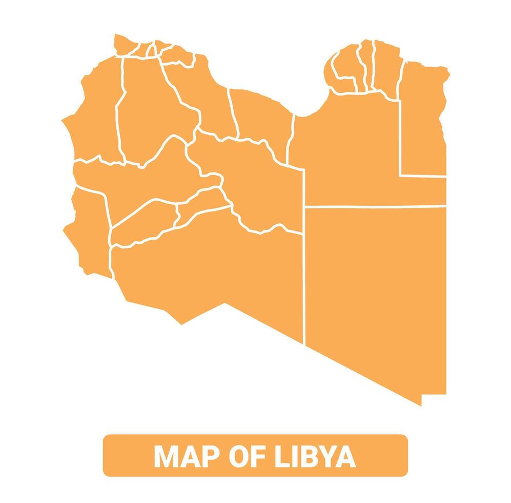 Libya country orange map simple flat border outline illustration vector