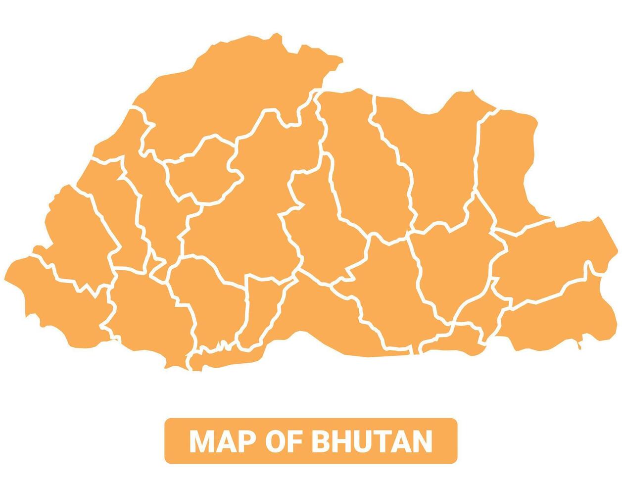 Bhutan country orange map simple flat border outline illustration vector