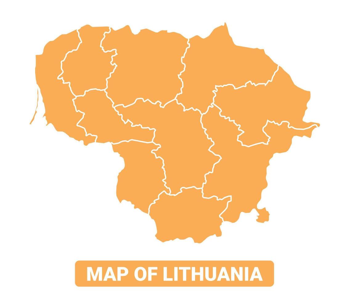 Lithuania country orange map simple flat border outline illustration vector