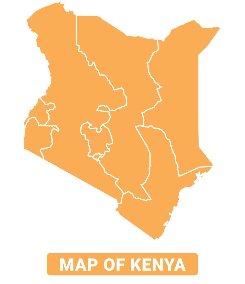Kenya country orange map simple flat border outline illustration vector