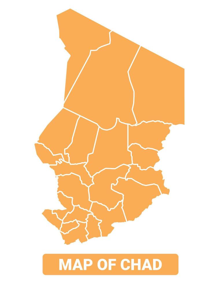 Chad country orange map simple flat border outline illustration vector