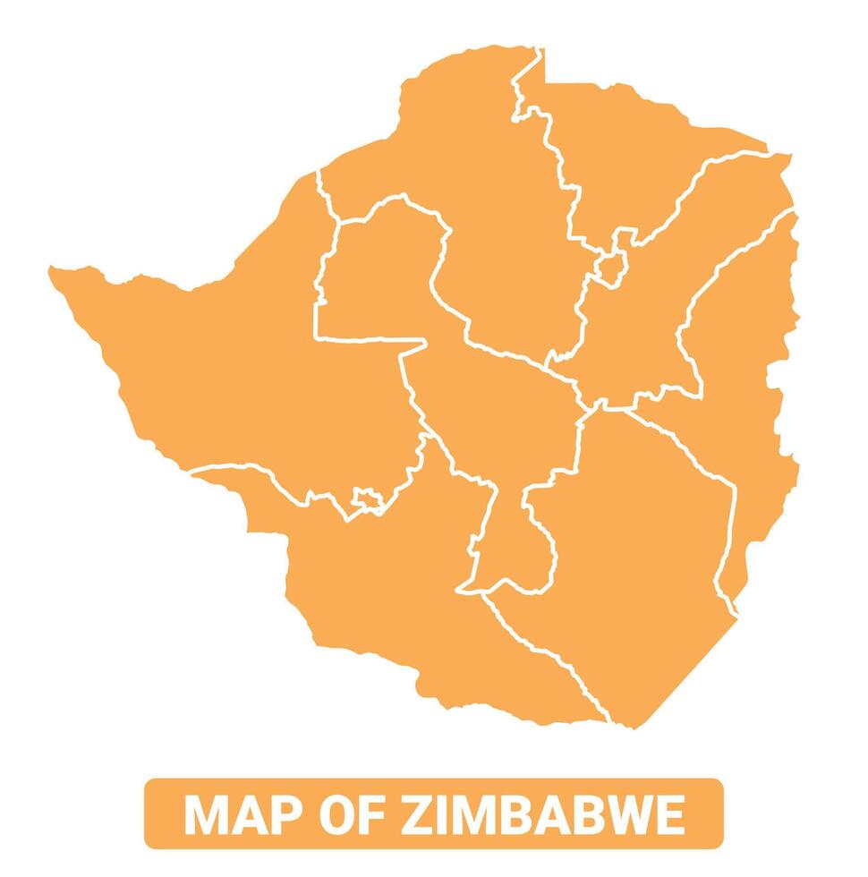 Zimbabwe country orange map simple flat border outline illustration vector