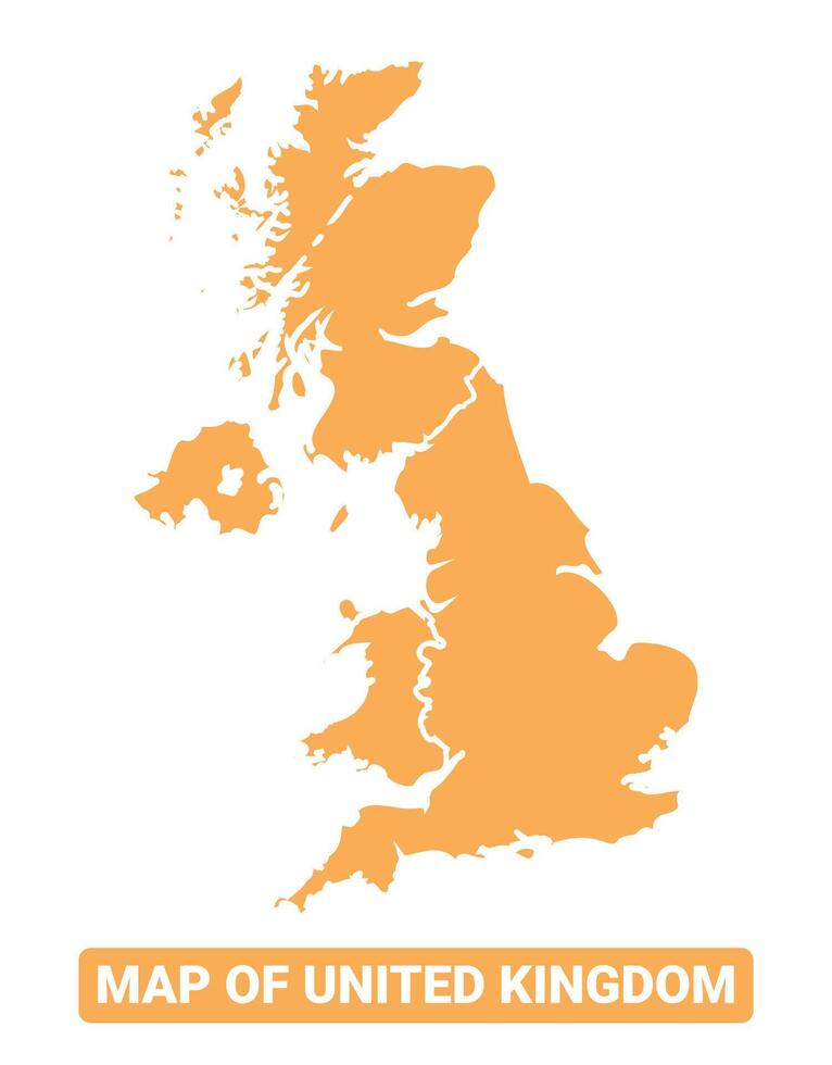 United Kingdom country orange map simple flat border outline illustration vector