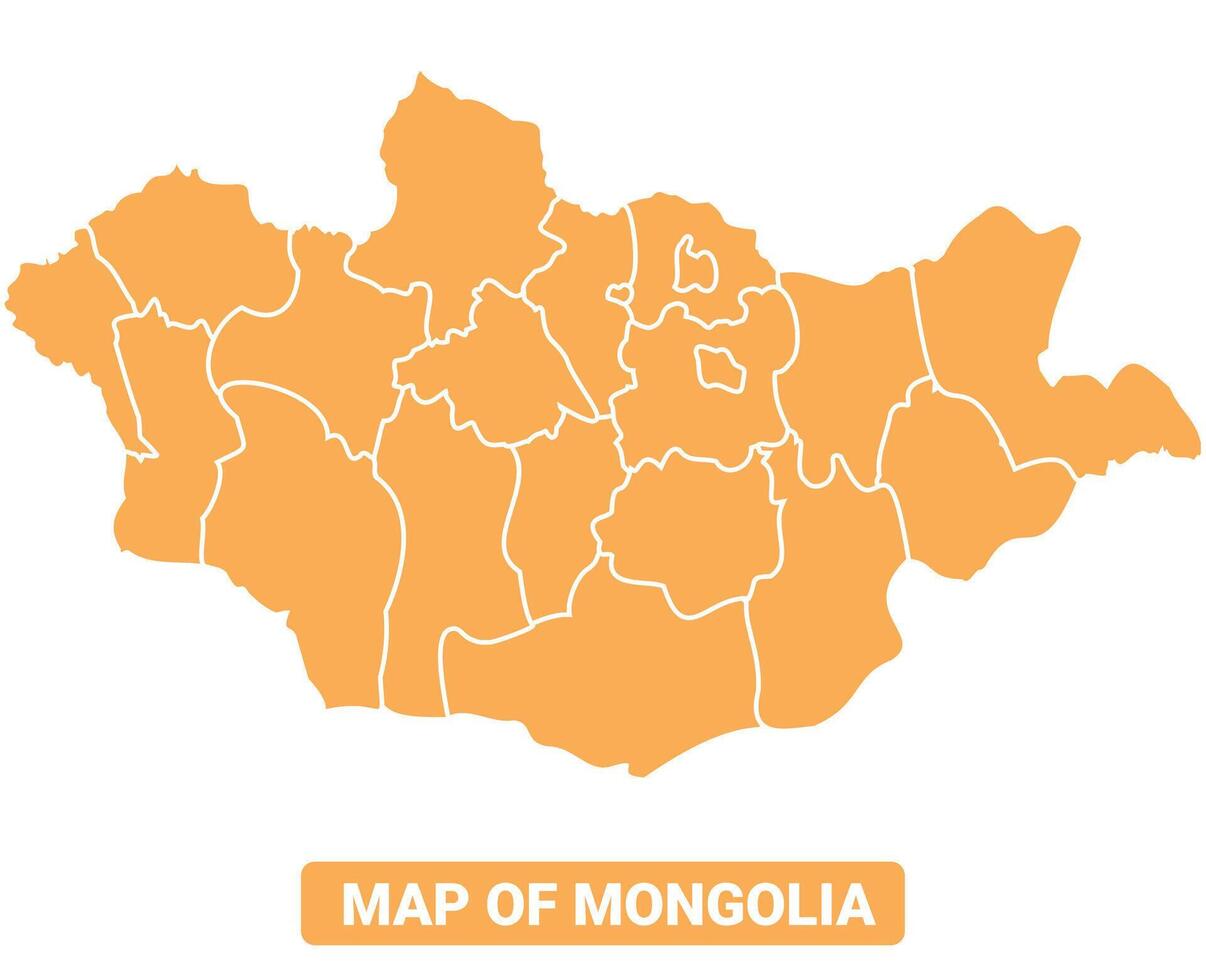 Mongolia country orange map simple flat border outline illustration vector