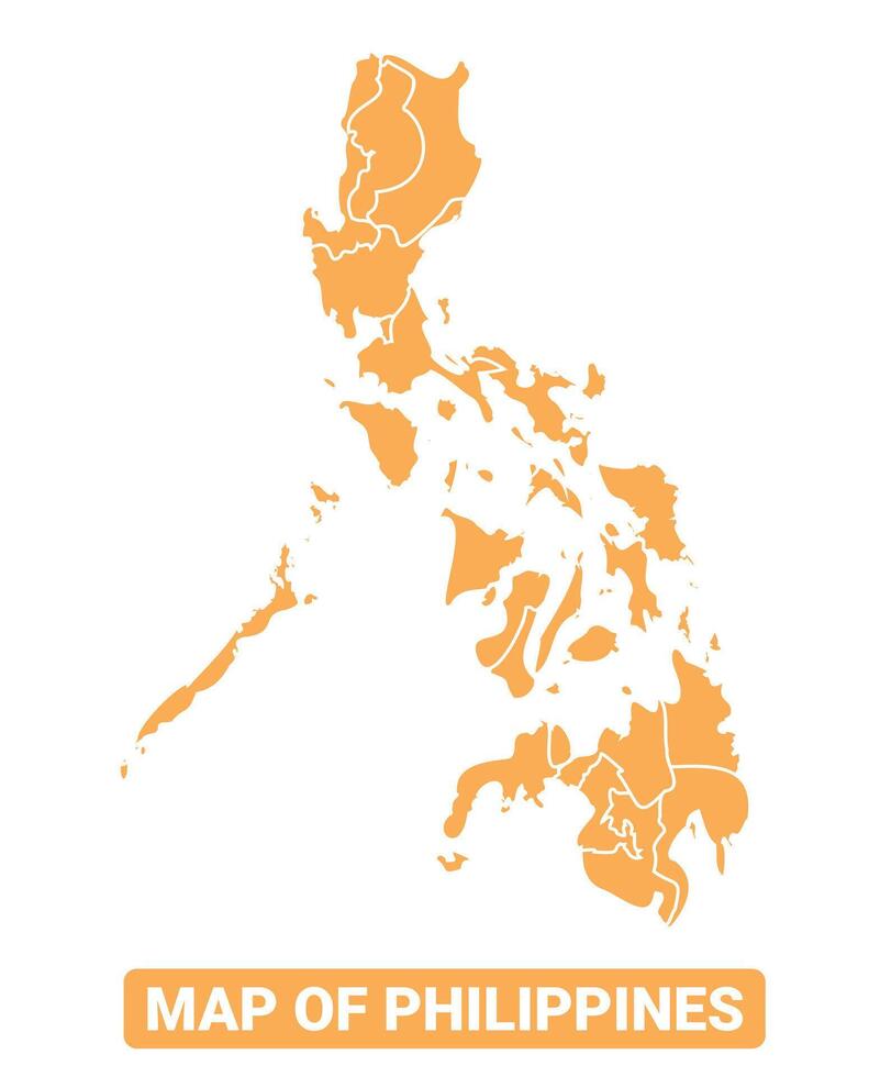 Philippines country orange map simple flat border outline illustration vector