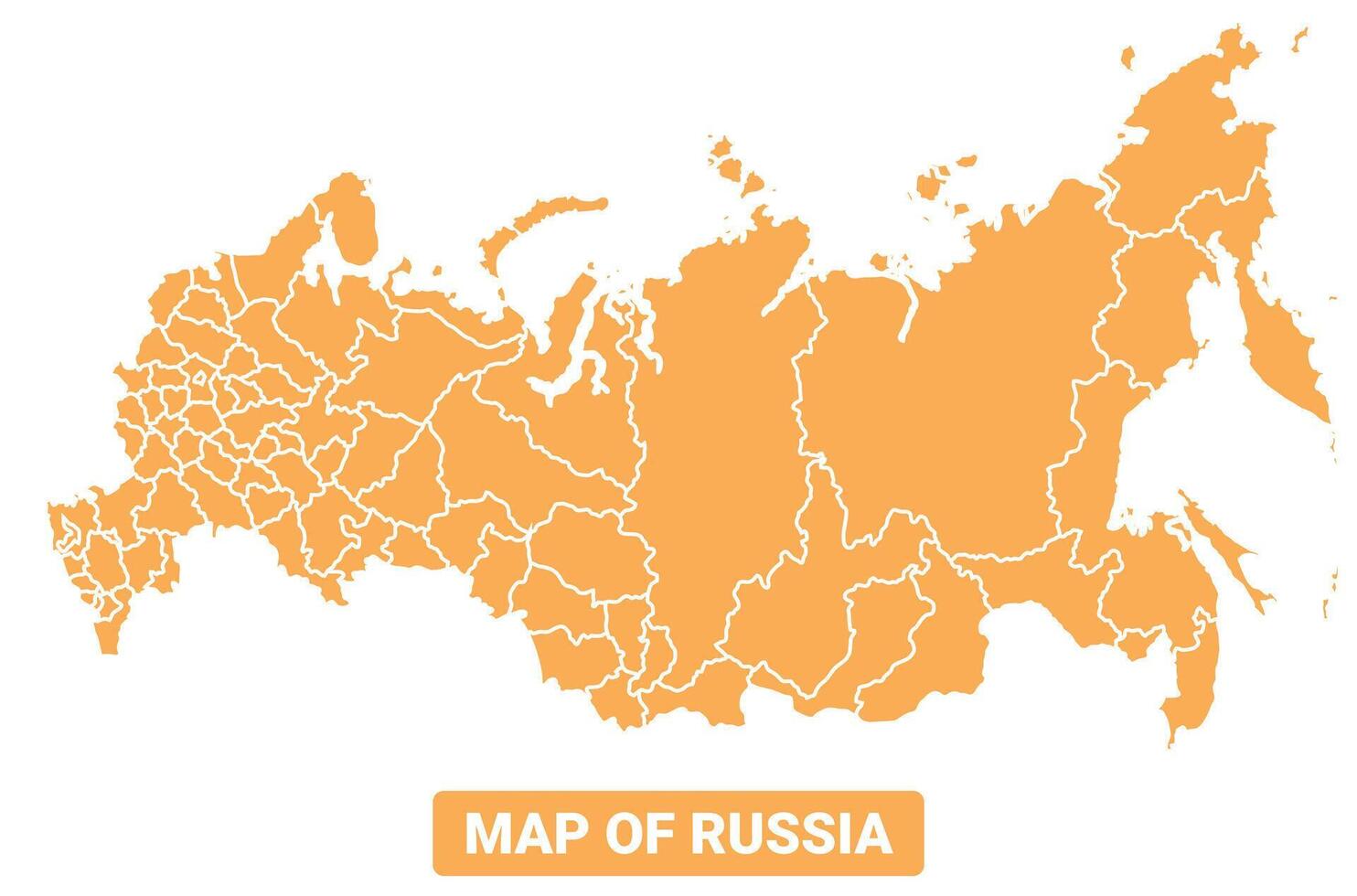 Russia country orange map simple flat border outline illustration vector