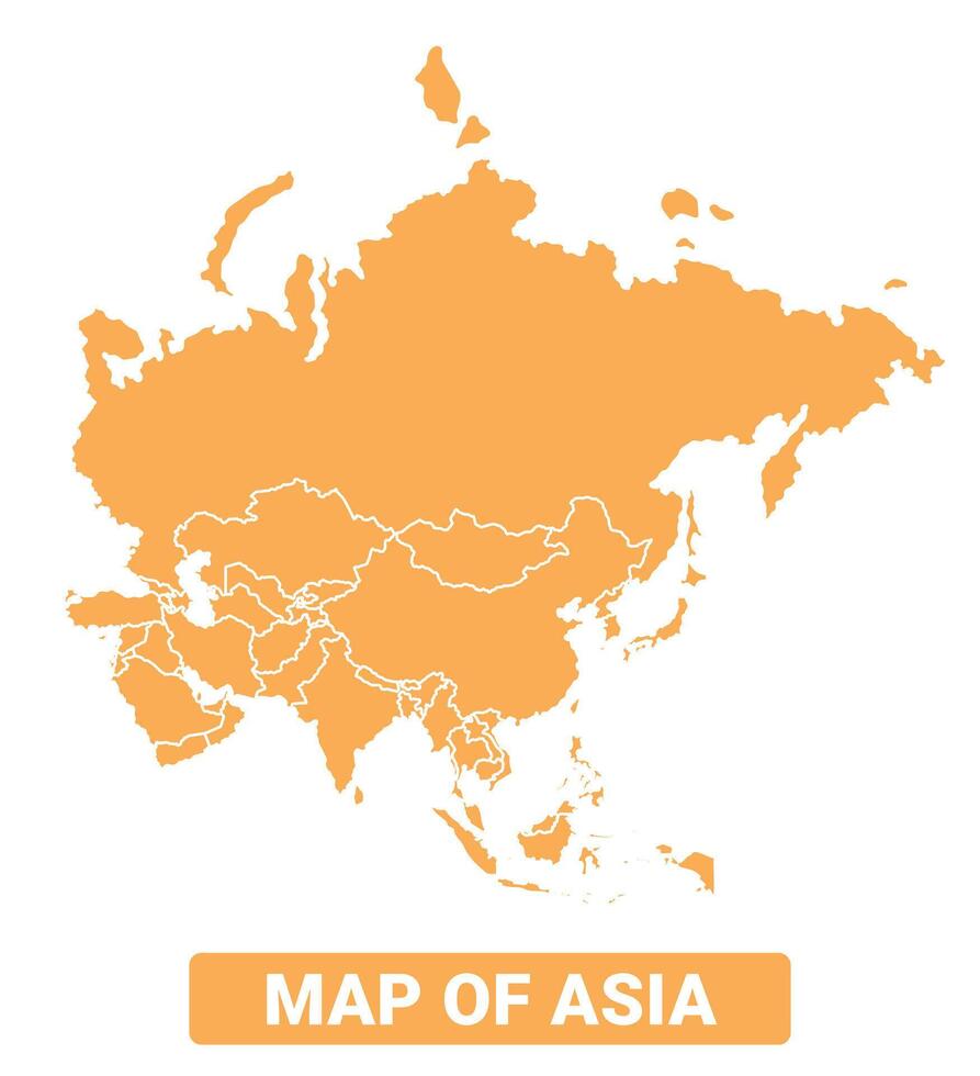 Asia country orange map simple flat border outline illustration vector